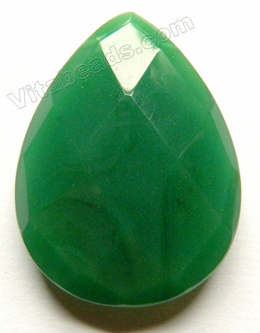 Faceted Pendant - Briolette Drop Forest Green Quartz
