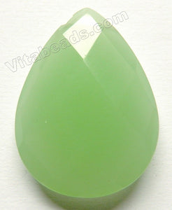 Faceted Pendant - Briolette Chalcedony Green 014