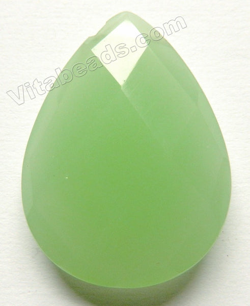 Faceted Pendant - Briolette Chalcedony Green 014