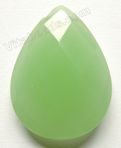 Faceted Pendant - Briolette Chalcedony Green 014