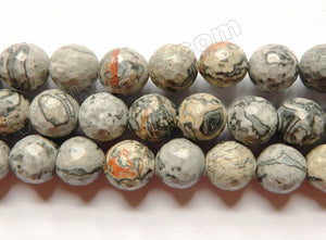 Grey Picasso Jasper  -  Faceted Round  15"