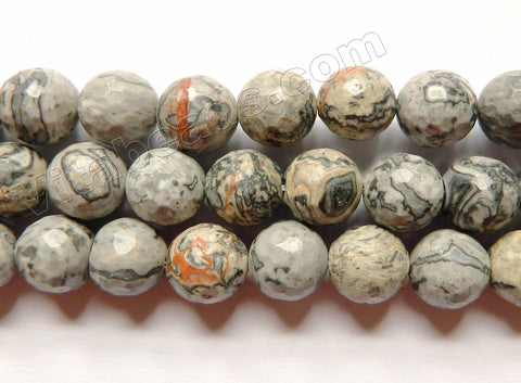 Grey Picasso Jasper  -  Faceted Round  15"