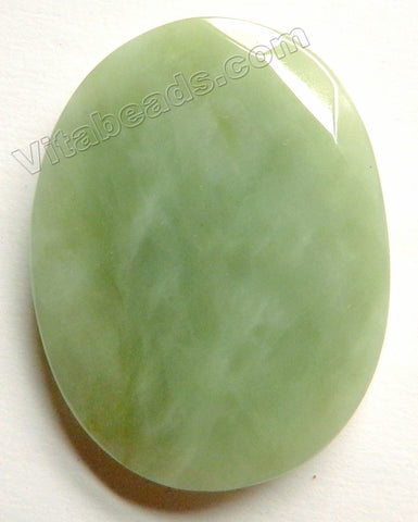 Dark New Jade - Faceted Oval Pendant