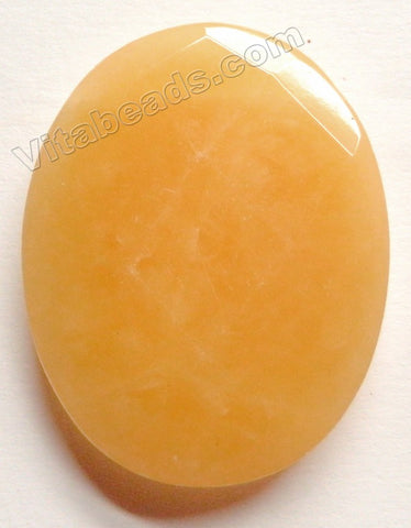 Faceted Pendant - Oval Top Horizontally Drilled Dark Yellow Jade