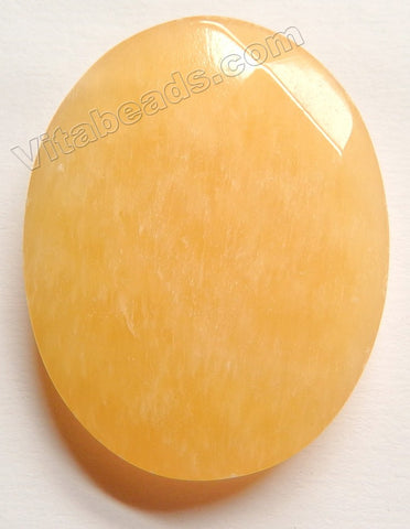 Faceted Pendant - Oval Top Horizontally Drilled Light Yellow Jade