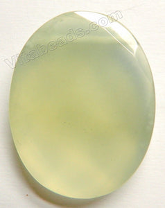 Faceted Pendant - Oval Top Horizontally Drilled Transparent Light New Jade