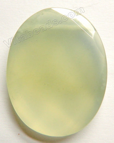 Faceted Pendant - Oval Top Horizontally Drilled Transparent Light New Jade