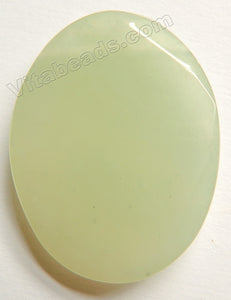 Faceted Pendant - Oval Top Horizontally Drilled Light New Jade