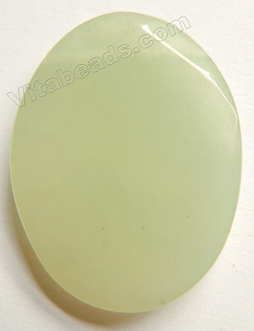 Faceted Pendant - Oval Top Horizontally Drilled Light New Jade