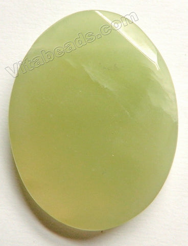 Faceted Pendant - Oval Top Horizontally Drilled Transparent Dark New Jade