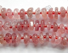 Natural Ruby Quartz A  -  Free Form Tyre Beads  15"
