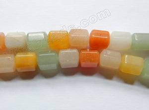 Honey Green Mixed Stone  -  Faceted Hexagonal Drum Beads 16"
