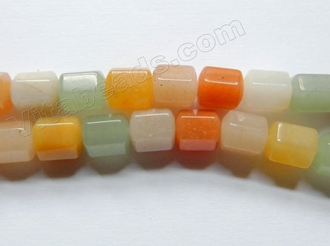 Honey Green Mixed Stone  -  Faceted Hexagonal Drum Beads 16"