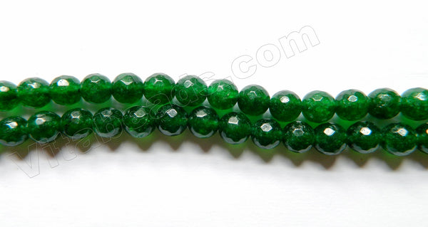 Dark Green Jade  -  Faceted Round  14"