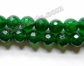 Dark Green Jade  -  Faceted Round  14"