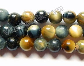 Dream Blue Butter Tiger Eye AAA  - Round Beads 16"
