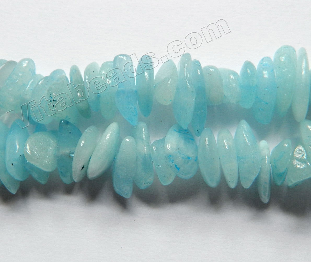 Natural Blue Aquamarine AAA  -  Center Drilled Chip Slices  16"