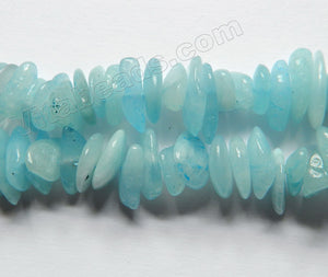 Natural Blue Aquamarine AAA  -  Center Drilled Chip Slices  16"