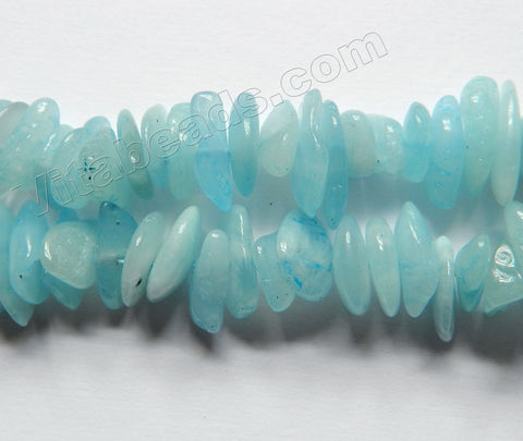 Natural Blue Aquamarine AAA  -  Center Drilled Chip Slices  16"