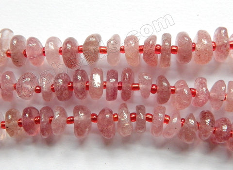 Natural Ruby Quartz A  -  Free Form Tyre Beads  15"