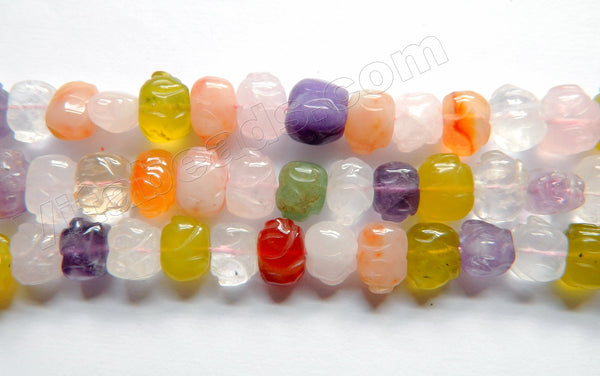 Mixed Quartz  -  Carved Piglet Strand  16"