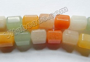 Honey Green Mixed Stone  -  Faceted Hexagonal Drum Beads 16"
