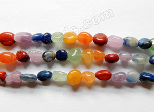 Mixed Natural Gemstone AA  -  Small Smooth Tumble Beads 15"