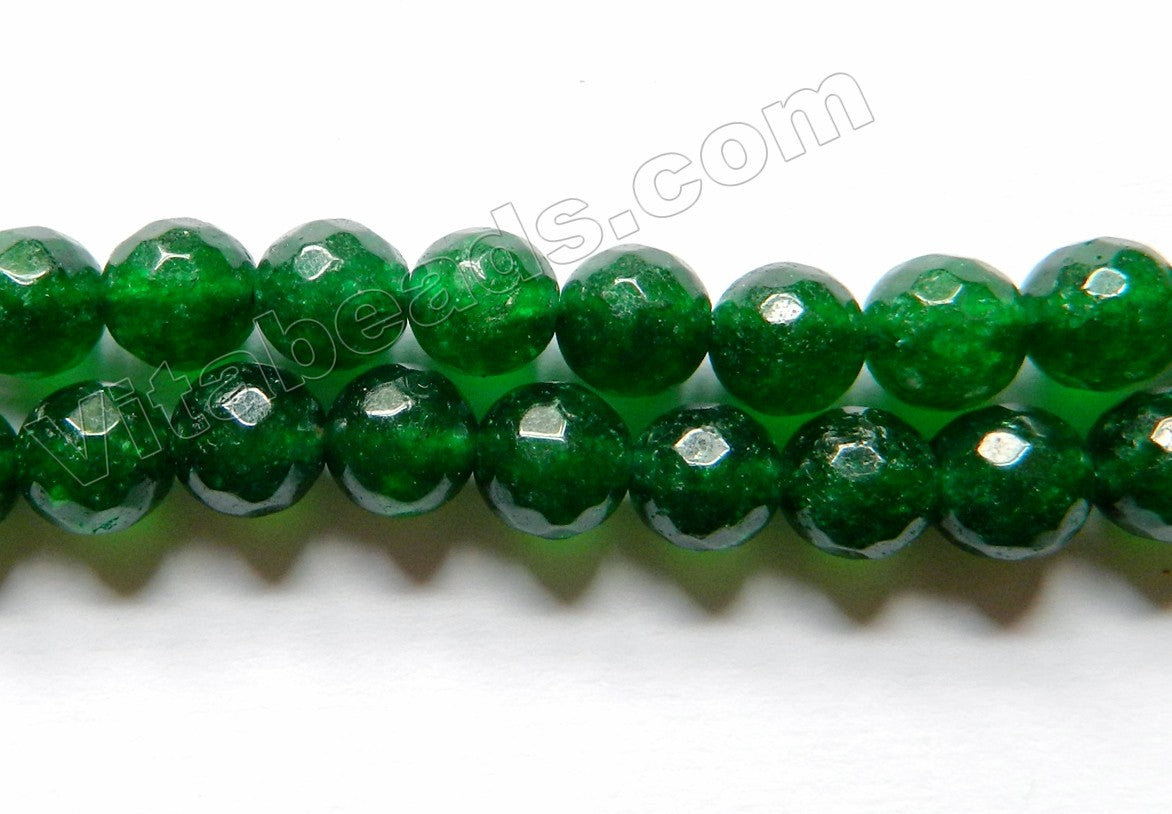 Dark Green Jade  -  Faceted Round  14"