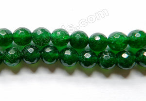Dark Green Jade  -  Faceted Round  14"