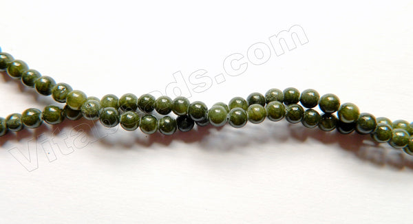 Dark Moss Green Mashan Jade  -  Smooth Round  15"
