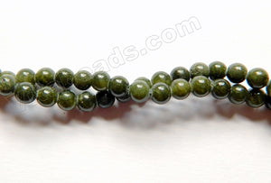 Dark Moss Green Mashan Jade  -  Smooth Round  15"