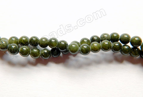 Dark Moss Green Mashan Jade  -  Smooth Round  15"