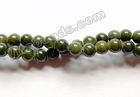 Dark Moss Green Mashan Jade  -  Smooth Round  15"