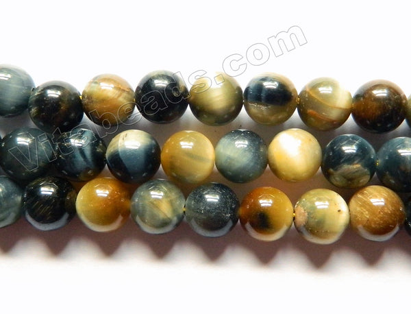 Dream Blue Butter Tiger Eye AAA  - Round Beads 16"