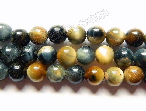 Dream Blue Butter Tiger Eye AAA  - Round Beads 16"