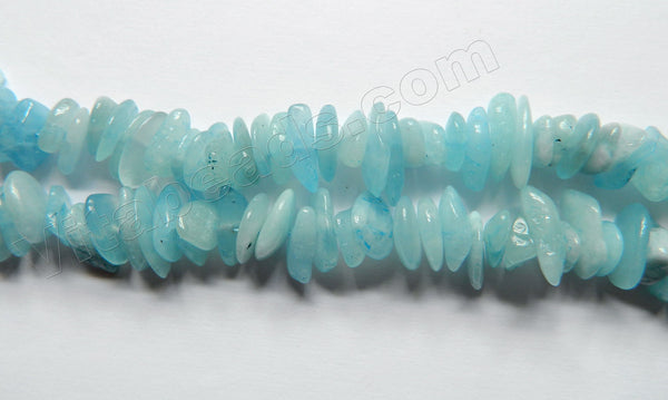 Natural Blue Aquamarine AAA  -  Center Drilled Chip Slices  16"