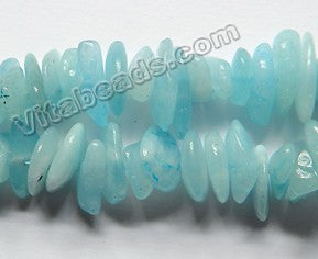 Natural Blue Aquamarine AAA  -  Center Drilled Chip Slices  16"