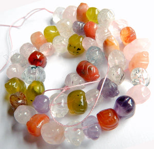 Mixed Quartz  -  Carved Piglet Strand  16"