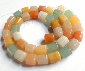 Honey Green Mixed Stone  -  Faceted Hexagonal Drum Beads 16"
