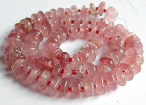 Natural Ruby Quartz A  -  Free Form Tyre Beads  15"