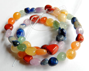 Mixed Natural Gemstone AA  -  Small Smooth Tumble Beads 15"