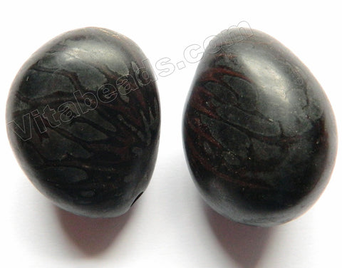 Smooth Pendant - Egg Tagua - Palm Tree Nuts Dark Grey Black