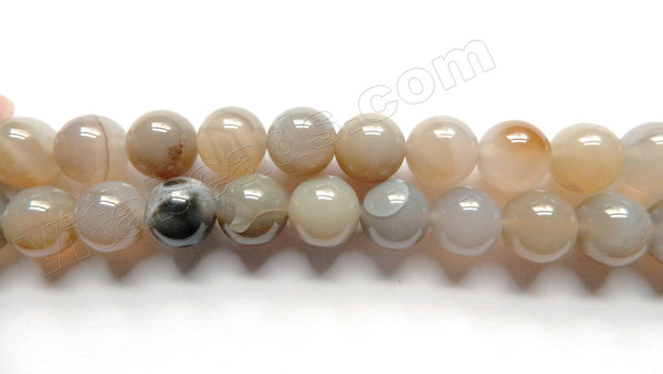 Natural Grey Brown Agate w/ Black  -  Smooth Round  16"