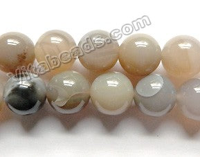 Natural Grey Brown Agate w/ Black  -  Smooth Round  16"