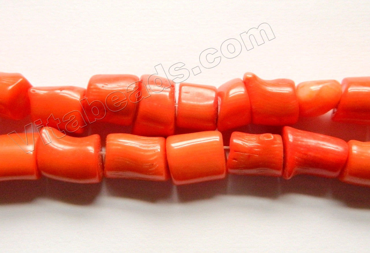 Orange Bamboo Coral A -  Free Form Drum Tube Nuggets  15"