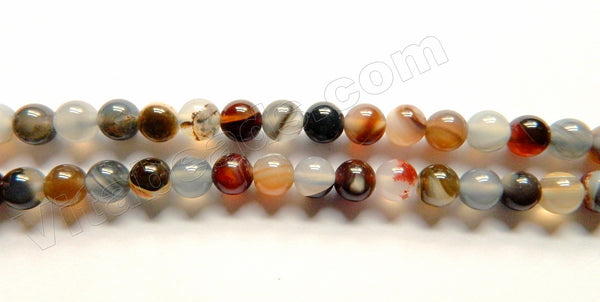 Black White Brown Goldfish Agate  -  Smooth Round  15"