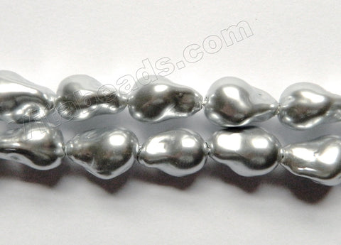 Grey South Shell Pearl  -  Free Form Drilled Through Drop Nuggets  16"