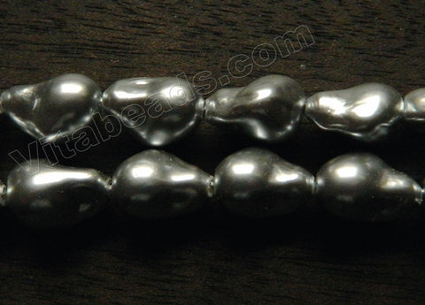 Grey South Shell Pearl  -  Free Form Drilled Through Drop Nuggets  16"