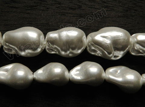 Cream White South Shell Pearl  -  Free Form Drilled Through Baroque Nuggets  15.5"