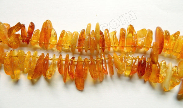 Natural Amber AAA  -  Top Drilled Long Chip Beads w/ Spacers  15"